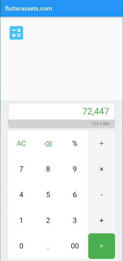 flutter dynamic calculator open with iconbutton